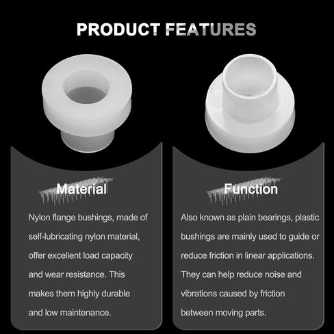 Uxcell 12 قطعة محامل الأكمام ذات الحواف البطانات البلاستيكية ID 5.1 مم × OD 6 مم × الطول 5.8 مم البطانات النايلون، شفاف in Kuwait