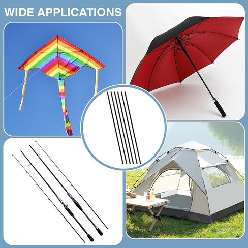 WADORN 6 قطع من قضبان ألياف الكربون، 11.8 × 0.2 بوصة سطح غير لامع من الكربون قضيب قضيب دائري صلب لطائرة RC DIY Craft Kite Model Car Quadcopter Multicoptor Frame Body Landing Gear in Kuwait