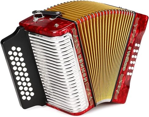 Hohner 3500GR Corona II Diatonic Accordion (مفاتيح GCF، أحمر لؤلؤي) in Kuwait