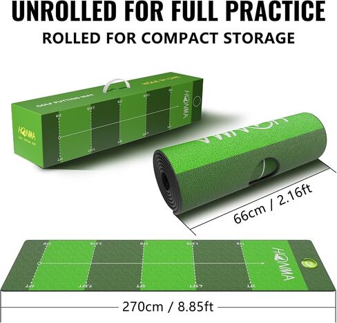 Honma Golf Putting mat with Distance Marker,26in X 9ft Golf Putting Green Indoor for Training fit for Home,Office & Outdoor in Kuwait