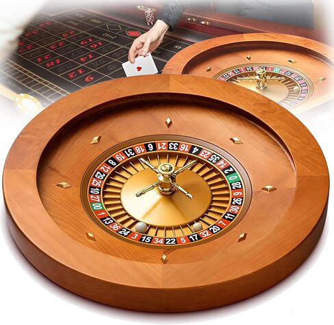 18" Wooden Roulette Wheel Set for Adults - Smooth Action Casino Game, Perfect for Family Game Night & Professional Use, Fun & Engaging Entertainment in Kuwait