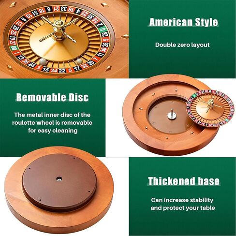 18" Wooden Roulette Wheel Set for Adults - Smooth Action Casino Game, Perfect for Family Game Night & Professional Use, Fun & Engaging Entertainment in Kuwait