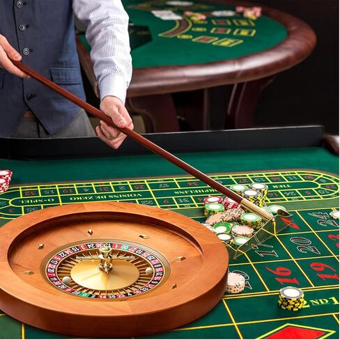 18" Wooden Roulette Wheel Set for Adults - Smooth Action Casino Game, Perfect for Family Game Night & Professional Use, Fun & Engaging Entertainment in Kuwait
