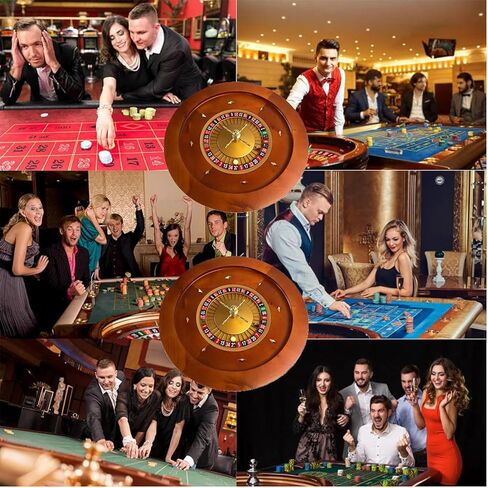 18" Wooden Roulette Wheel Set for Adults - Smooth Action Casino Game, Perfect for Family Game Night & Professional Use, Fun & Engaging Entertainment in Kuwait