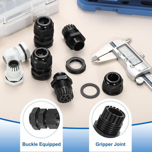 MECCANIXITY 30 Pcs M16 Cable Gland, 4-8mm Wire Hole Waterproof Nylon Joint for Cable Fixing, Wiring, Repairing, Gland Replacement, Electrical Appliances, Black in Kuwait