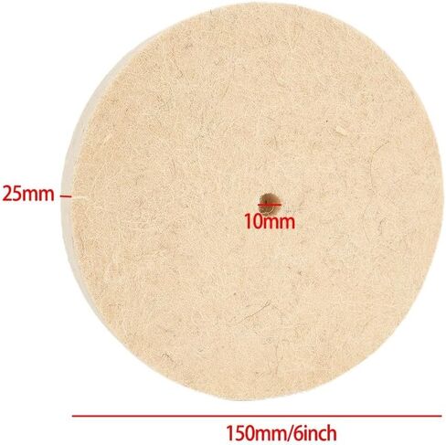 6 Inch Wool Felt Polishing Wheel, 150mm Buffing Pad Disc with 10mm Hole for Rotary Tools, Metal Glass Furniture Ceramic Marble Polisher Attachment in Kuwait