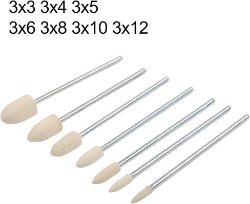 7pcs Wool Polishing Wheels Set 65mm Long Shank Felt Grinding Heads 3mm for Rotary Tools Metal Glass Sanding Buffing Accessories White in Kuwait