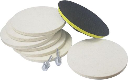 6" Felt Polishing Pads Kits, 1/4" Shank with 5/8"-11 Thread Compressed Wool Felt Polishing Kits for Drill Rotary Tools in Kuwait