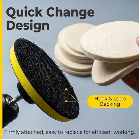6" Felt Polishing Pads Kits, 1/4" Shank with 5/8"-11 Thread Compressed Wool Felt Polishing Kits for Drill Rotary Tools in Kuwait