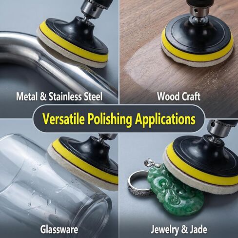 6" Felt Polishing Pads Kits, 1/4" Shank with 5/8"-11 Thread Compressed Wool Felt Polishing Kits for Drill Rotary Tools in Kuwait