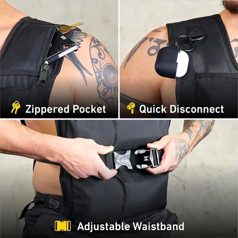 Elite Sports Weighted Vest for Men & Women, 4lb/8lb/12lb/16lb/20lb/24lb Reflective Adjustable Weight Vest Workout, Exercise, Running, Weight Loss & Strength Training (UN-FILLED) in Kuwait