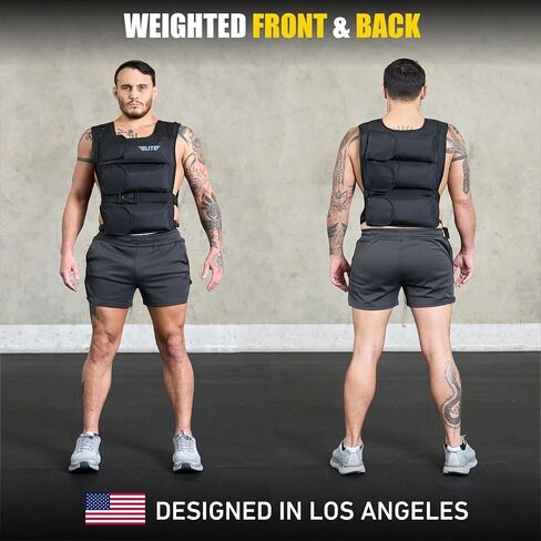 Elite Sports Weighted Vest for Men & Women, 4lb/8lb/12lb/16lb/20lb/24lb Reflective Adjustable Weight Vest Workout, Exercise, Running, Weight Loss & Strength Training (UN-FILLED) in Kuwait
