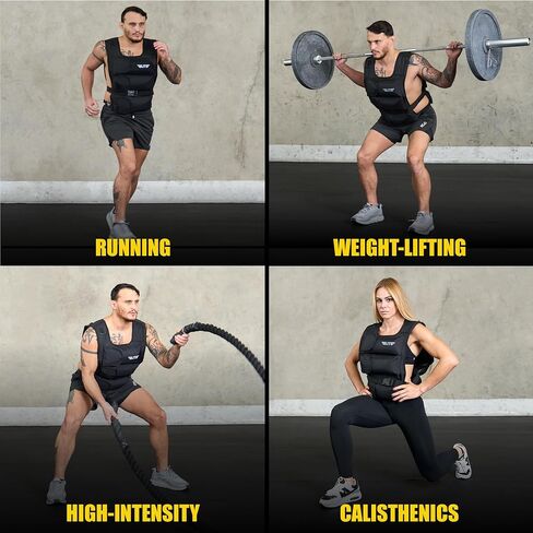 Elite Sports Weighted Vest for Men & Women, 4lb/8lb/12lb/16lb/20lb/24lb Reflective Adjustable Weight Vest Workout, Exercise, Running, Weight Loss & Strength Training (UN-FILLED) in Kuwait