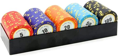 100PCS Poker Games Chips, 14 Gram Clay Texas Holdem Casino Laser Chips Club Poker Chips, Learning Counters Disks, Casino Chips & Gambling Cards in Kuwait