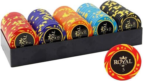100PCS Poker Games Chips, 14 Gram Clay Texas Holdem Casino Laser Chips Club Poker Chips, Learning Counters Disks, Casino Chips & Gambling Cards in Kuwait