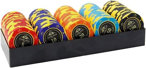 100PCS Poker Games Chips, 14 Gram Clay Texas Holdem Casino Laser Chips Club Poker Chips, Learning Counters Disks, Casino Chips & Gambling Cards in Kuwait