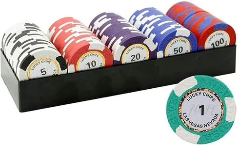 100PCS Poker Games Chips, 14 Gram Clay Texas Holdem Casino Laser Chips Club Poker Chips, Learning Counters Disks, Casino Chips & Gambling Cards in Kuwait