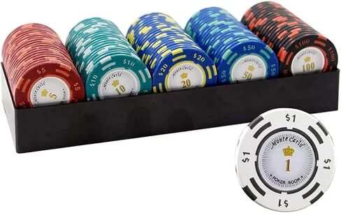 100PCS Poker Games Chips, 14 Gram Clay Texas Holdem Casino Laser Chips Club Poker Chips, Learning Counters Disks, Casino Chips & Gambling Cards in Kuwait