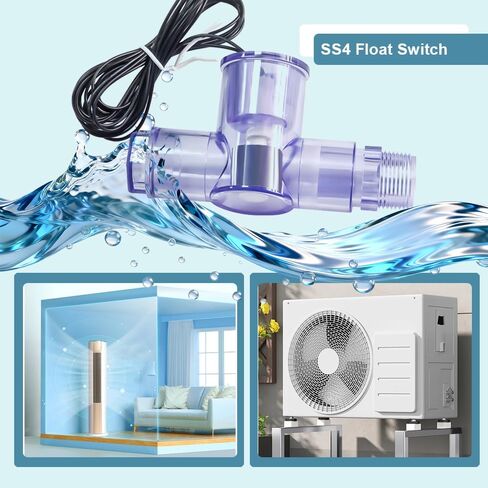 DSY SS4 مفتاح تعويم مكثف أزرق شفاف مع محول 3/4 بوصة ومفتاح تعويم بسلك تيار متردد بطول 6 أقدام in Kuwait