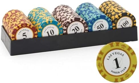 100PCS Poker Games Chips, 14 Gram Clay Texas Holdem Casino Laser Chips Club Poker Chips, Learning Counters Disks, Casino Chips & Gambling Cards in Kuwait