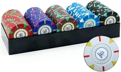 100PCS Poker Games Chips, 14 Gram Clay Texas Holdem Casino Laser Chips Club Poker Chips, Learning Counters Disks, Casino Chips & Gambling Cards in Kuwait