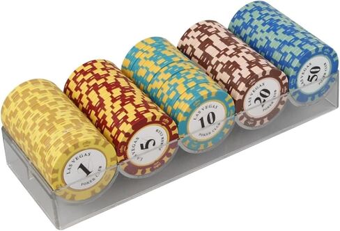 100 PCS Poker Chips Set, Casino Chips with Denominations Poker Chips, Poker Chips for Texas Holdem Blackjack 14g Casino Grade Chips in Kuwait