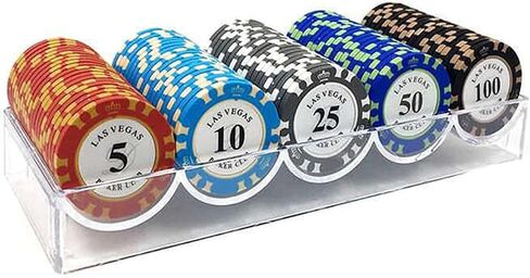 100 PCS Poker Chips Set, 14 Gram Clay Metal Core Texas Holdem Blackjack Poker Chips Counting Game Chips in Kuwait