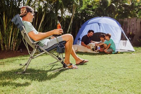 Picnic TIME NCAA Georgia Tech Yellow Jackets Outdoor Rocking Camp Chair with Carry Bag & Cup Holder, 250lbs Capacity Folding XL Heavy Duty Camping Chair for Adults with Rocking Feature, (Navy Blue) in Kuwait