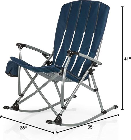 Picnic TIME NCAA Georgia Tech Yellow Jackets Outdoor Rocking Camp Chair with Carry Bag & Cup Holder, 250lbs Capacity Folding XL Heavy Duty Camping Chair for Adults with Rocking Feature, (Navy Blue) in Kuwait
