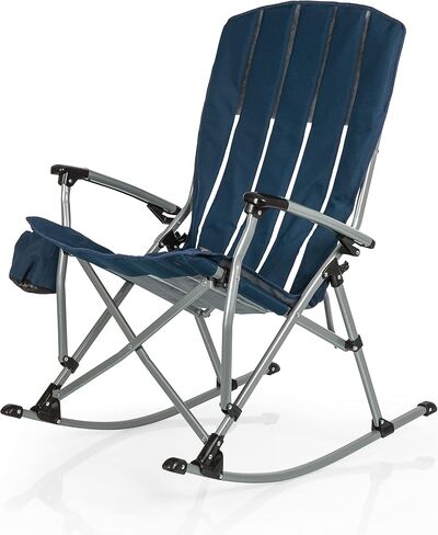 Picnic TIME NCAA Georgia Tech Yellow Jackets Outdoor Rocking Camp Chair with Carry Bag & Cup Holder, 250lbs Capacity Folding XL Heavy Duty Camping Chair for Adults with Rocking Feature, (Navy Blue) in Kuwait