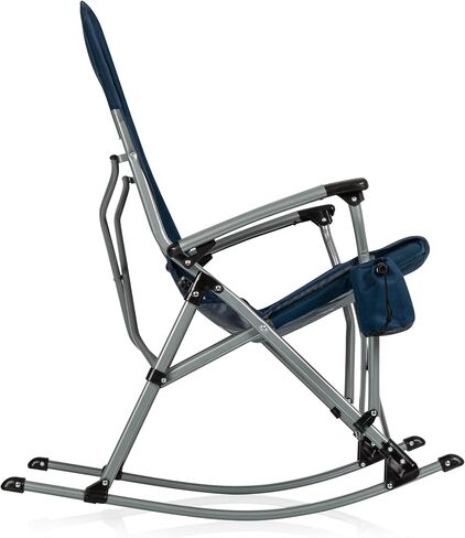 Picnic TIME NCAA Georgia Tech Yellow Jackets Outdoor Rocking Camp Chair with Carry Bag & Cup Holder, 250lbs Capacity Folding XL Heavy Duty Camping Chair for Adults with Rocking Feature, (Navy Blue) in Kuwait