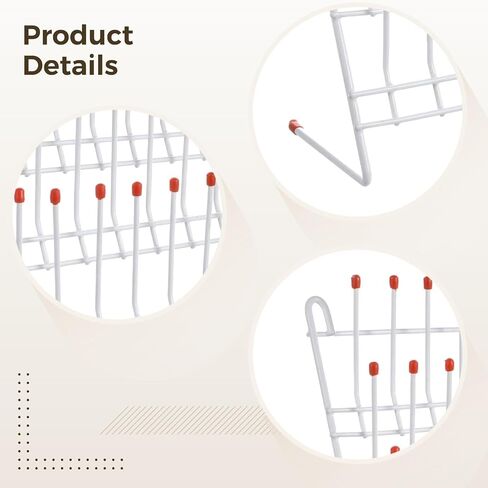 24-Peg Bottle Drying Rack for Lab Glassware and Milk Bottles, Space-Saving Wall-Mount Design, Non-Slip Red Top, Sturdy Iron Frame, Ideal for Kitchen and Lab Use in Kuwait