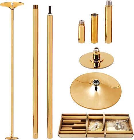 Professional Stripper Pole - Portable Stripper Pole, Adjustable Height 7.33-9"Dance Poles, 45mm Spinnings & Static Dancing Poles, for Beginners & Professionals, Home, Club, Gym, Party, Pub(Gold) in Kuwait