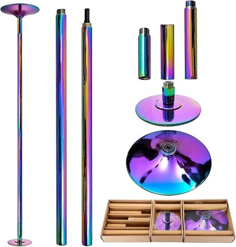 Professional Stripper Pole - Portable Stripper Pole, Adjustable Height 7.33-9"Dance Poles, 45mm Spinnings & Static Dancing Poles, for Beginners & Professionals, Home, Club, Gym, Party, Pub(Gold) in Kuwait