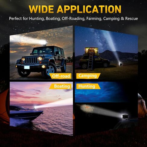 كشاف ضوئي مغناطيسي للشاحنة، 7500LM 360 درجة ضوء بحث دوار، IP67 مقاوم للماء 12 فولت/24 فولت شعاع بقعة للطرق الوعرة للشاحنة والقوارب وATV وUTV والصيد والبحرية in Kuwait