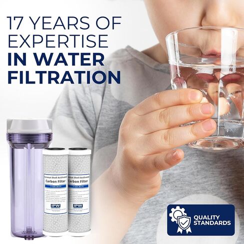 IPW Industries, Inc. - علبة فلتر Water Pur Style المتوافقة مع شركة (CCI-10CLW12) ومرشحات كتلة الكربون (CCI-10-Ca) - منافذ NPT مقاس 1/2 بوصة لتنقية المياه in Kuwait