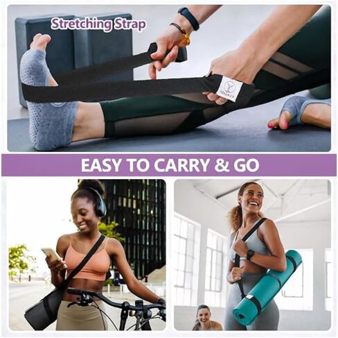 Yoga Mat Straps for Carrying, Adjustable Durable Yoga Mat Sling Organizer, Carrying Large Mats, Black (Mat Not Included) in Kuwait