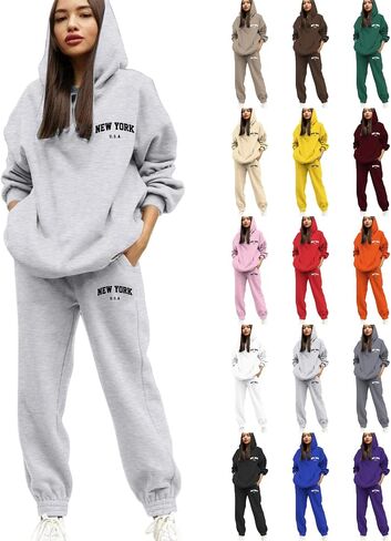 Sweatsuits النساء 2 قطعة الزي هوديس البلوز رياضية Sweatpant بدلة رياضية الخريف الشتاء صالة Jogger السفر الزي in Kuwait