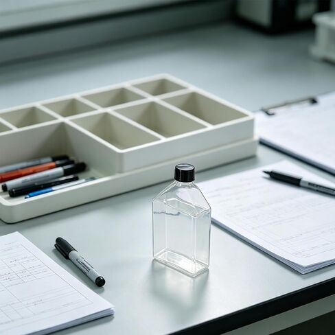 Operitacx Lab Glassware Bottle - Transparent Reusable Cell Culture Flask for Teaching Labs and Bioscience Research - Stoppered Top for Tight Seal 200ml/6.76oz in Kuwait