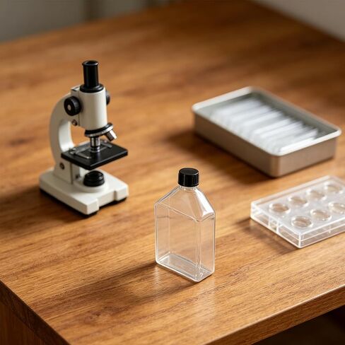 Operitacx Lab Glassware Bottle - Transparent Reusable Cell Culture Flask for Teaching Labs and Bioscience Research - Stoppered Top for Tight Seal 200ml/6.76oz in Kuwait