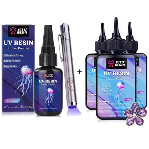 Bundle Set of UV Resin Kit with UV Flashlight & 300g Low Viscosity Crystal Clear Thin UV Resin Kit in Kuwait