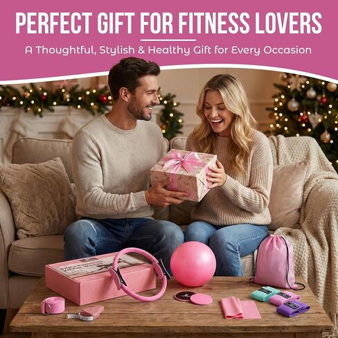 Home Pilates Kit for Women & Men | 15Pcs Better Me Pilates Kit with 14 Inches Pilates Ring and Ball Set, Resistance Bands, Core Sliders, Bag - Full Body Exercise Home Pilates Workout Kit in Kuwait