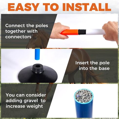 6 Pcs 6FT Pole Bending Poles for Horses,3-Section Adjustable Training Equipment 3 Color High Visibility Agility Poles with Rubber Bases & Carry Bag for Horse Football Dog Pet Training in Kuwait