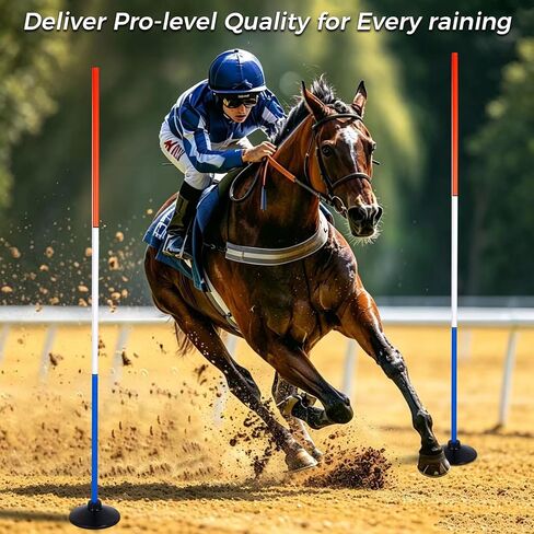 6 Pcs 6FT Pole Bending Poles for Horses,3-Section Adjustable Training Equipment 3 Color High Visibility Agility Poles with Rubber Bases & Carry Bag for Horse Football Dog Pet Training in Kuwait
