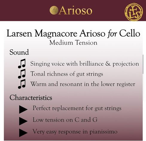 Larsen Magnacore Arioso Cello Strings – Medium Tension Set – Light Feel with Brilliant Depth in Kuwait