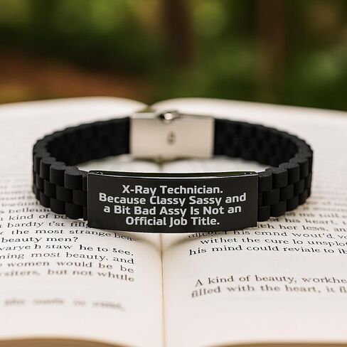 Funny X-Ray Technician Gifts for Men - X-Ray Tech Sassy Graduation Unique Gift Glide lock Clasp Bracelet from Friends in Kuwait