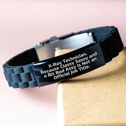 Funny X-Ray Technician Gifts for Men - X-Ray Tech Sassy Graduation Unique Gift Glide lock Clasp Bracelet from Friends in Kuwait