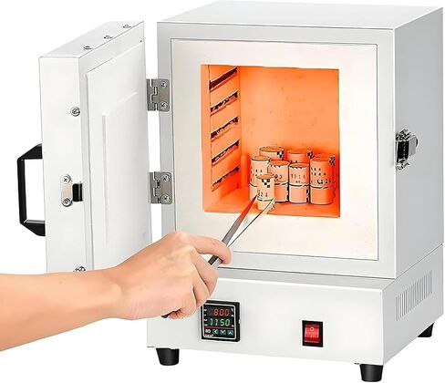 2000W Electric Closed Laboratory Muffle Furnace, Ceramic Muffle Furnace, Compact Tabletop Furnace, 4-Side Uniform Heating, Sealed Furnace Door, for Jewelry Plaster Processing in Kuwait