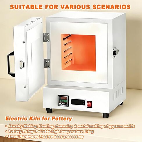 2000W Electric Closed Laboratory Muffle Furnace, Ceramic Muffle Furnace, Compact Tabletop Furnace, 4-Side Uniform Heating, Sealed Furnace Door, for Jewelry Plaster Processing in Kuwait