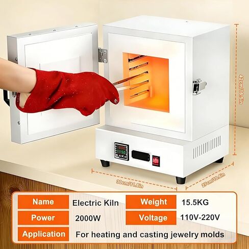 2000W Laboratory Closed Muffle Furnace, Fast Heating Muffle Furnace, Electric Ceramic Laboratory Muffle Furnace, for Lost Wax Casting, Metal Annealing and Laboratory Heat Treatment Work in Kuwait